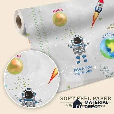 Customized Space Theme Wallpaper Design for Kids Room Sparkla N Shine Series Soft Feel Space Design (Customised Size Wallpaper)