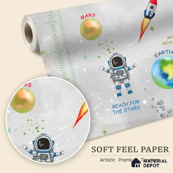 Customized Space Theme Wallpaper Design for Kids Room Sparkla N Shine Series Soft Feel Space Design (Customised Size Wallpaper)