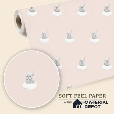 Cute Elephant Repeat Pattern Design Wallpaper for Nursery Rooms 10 Meter x 19.68 Inches Soft Feel Paper Type Wallpaper -54 Sq. Ft. | Minimum 15% wastage during installation