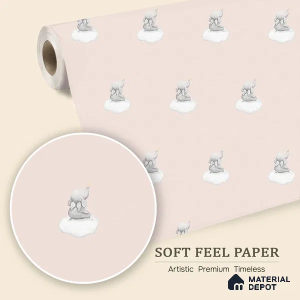Cute Elephant Repeat Pattern Design Wallpaper for Nursery Rooms 10 Meter x 19.68 Inches Soft Feel Paper Type Wallpaper -54 Sq. Ft. | Minimum 15% wastage during installation