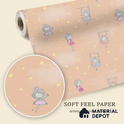 Fairies in the Sky, Wallpaper Design for Girls Room, Peach 10 Meter x 19.68 Inches Soft Feel Paper Type Wallpaper -54 Sq. Ft. | Minimum 15% wastage during installation