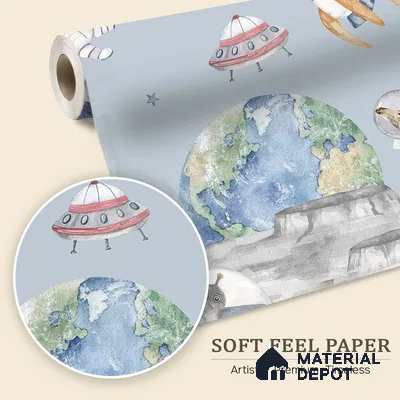 Lets go on a moon walk, Cute kids room wallpaper, Blue Sparkla N Shine Series Soft Feel Entertainment Design (Customised Size Wallpaper)