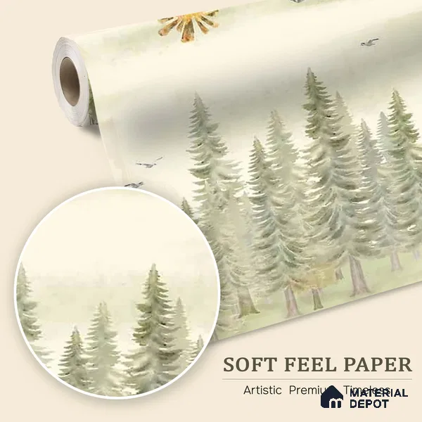 Melodious Miniatures, Jungle Themed Wallpaper for Kids Room, Green 10 Meter x 19.68 Inches Soft Feel Paper Type Wallpaper -54 Sq. Ft. | Minimum 15% wastage during installation