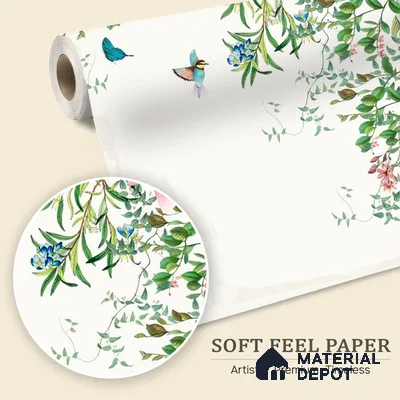 Unique Hanging Floral and Bird Wallpaper for Bedrooms Sparkla N Shine Series Soft Feel Florals Design (Customised Size Wallpaper)