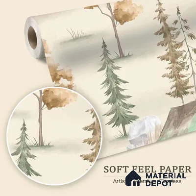 Wildlife Campout in the Jungle, Design for Kids, Autumn 10 Meter x 19.68 Inches Soft Feel Paper Type Wallpaper -54 Sq. Ft. | Minimum 15% wastage during installation