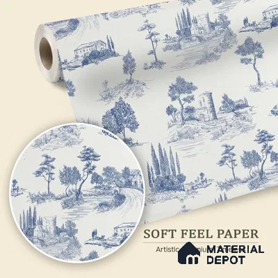 Chic Toile Design 10 Meter x 19.68 Inches Soft Feel Wallpaper - 54 Sq. Ft. | Minimum 15% wastage during installation