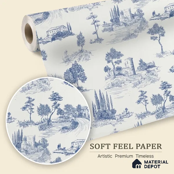Chic Toile Design 10 Meter x 19.68 Inches Soft Feel Wallpaper - 54 Sq. Ft. | Minimum 15% wastage during installation