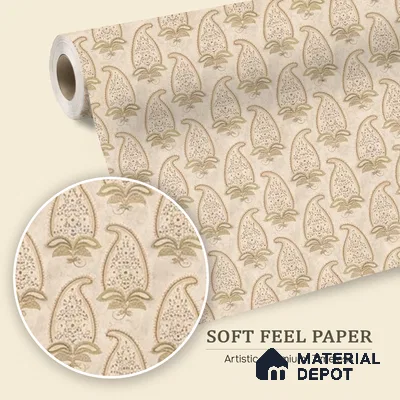 Indian Paisley Design , Cream 10 Meter x 19.68 inches Soft Feel Wallpaper - 54 Sq. Ft. | Minimum 15% wastage during installation