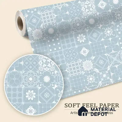 Moroccan Beauty Light Blue & White Soft Feel (Customised Wallpaper)
