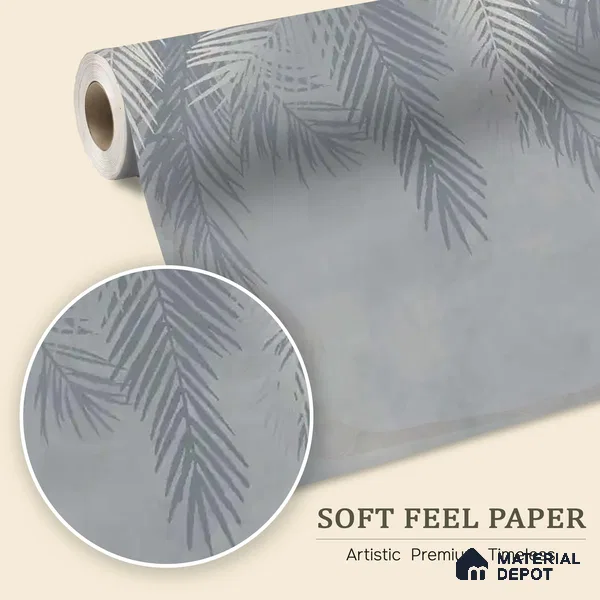 Hanging Tropical Leaves Design Blue Soft Feel (Customised Wallpaper)