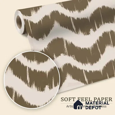 WP 03659 | Waves Modern Abstract for Walls | Warm Taupe Ikat Chevron Abstract Look Wallpaper Soft Feel (Customised Size)
