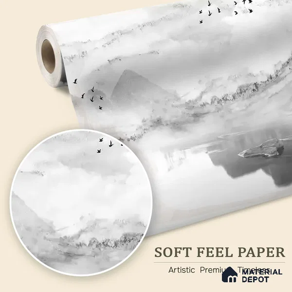 Marble Effect Scenery Customised Black & White Soft Feel (Customised Wallpaper)