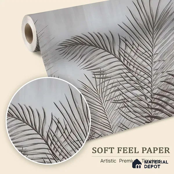 Dark Tropical Leaves in Textured Background Soft Feel (Customised Wallpaper)
