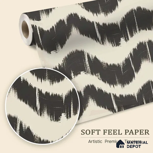 Charcoal Waves Modern Abstract for Walls Soft Feel (Customised Wallpaper)