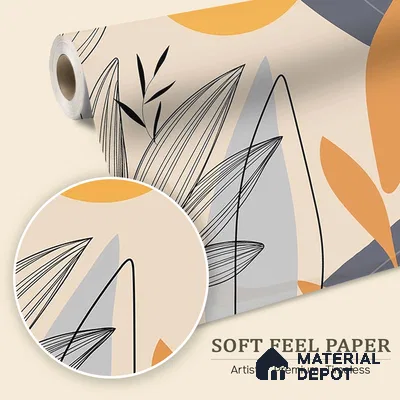 Sunrise Abstract Floral Line Art for Wall Soft Feel (Customised Wallpaper)
