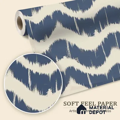 WP 03688 | Indigo Waves Blue Modern Abstract | Indigo Blue Ikat Chevron Abstract Look Wallpaper Soft Feel (Customised Size)