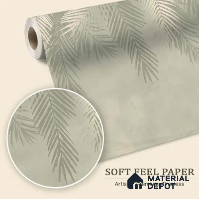 Hanging Tropical Leaves Design Pastel Green Soft Feel (Customised Wallpaper)