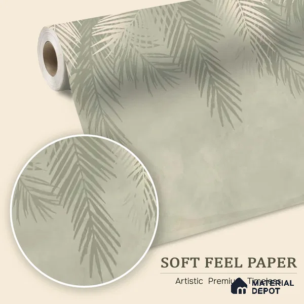 Hanging Tropical Leaves Design Pastel Green Soft Feel (Customised Wallpaper)