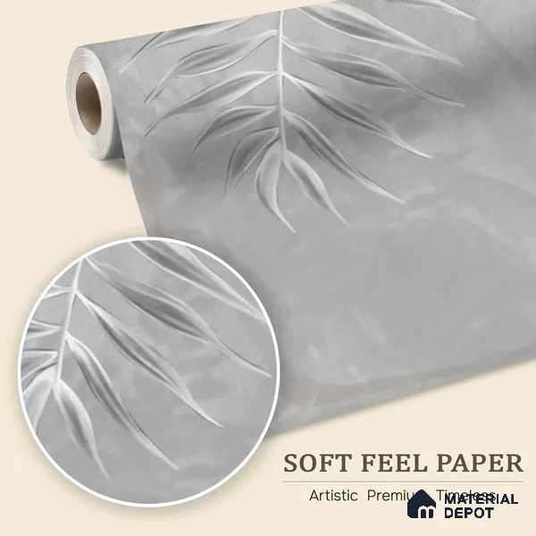 Misty Tropics Grey Tropical Leaf Customised Soft Feel (Customised Wallpaper)