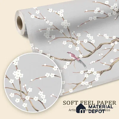 Plum Blossom Chinoiserie Style for Rooms Soft Feel (Customised Wallpaper)