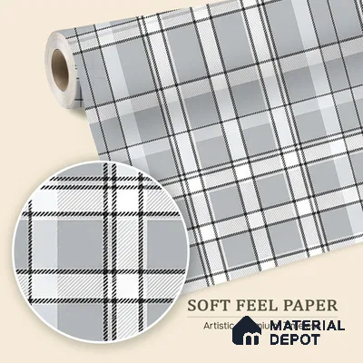 WP 03880 | Tweed Design Roll in Black | Silver Grey Tartan Plaid Checked Look Soft Feel Wallpaper 10 Meter x 19.68 inches - 54 Sq. Ft. | Minimum 15% wastage during installation