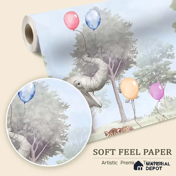 Pretty Forest Theme Children Room Soft Feel (Customised Size Wallpaper)
