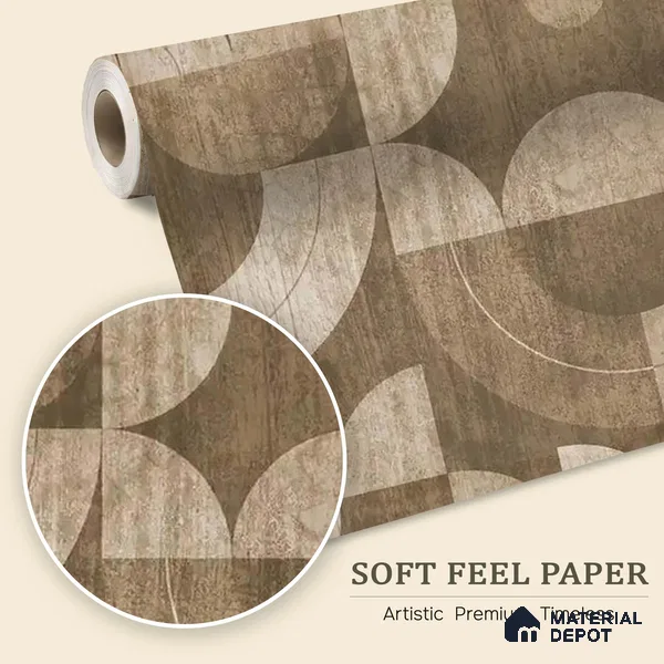 Sutra Sepia Abstract Geometric Soft Feel Wallpaper - 10 Meter x 19.68 Inches, 54 Sq. Ft. (Min. 15% Wastage)