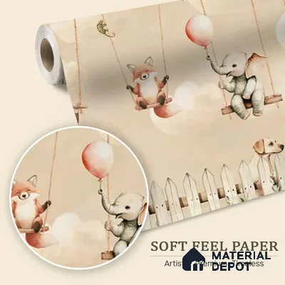 Giggle Garden Dusky Amber Kids Room Wallpaper Soft Feel (Customized Size Wallpaper)