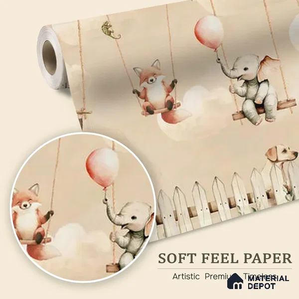 Giggle Garden Dusky Amber Kids Room Wallpaper Soft Feel (Customized Size Wallpaper)