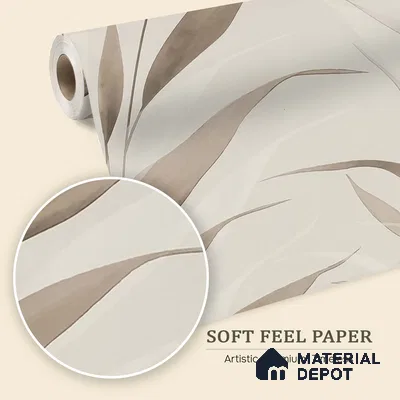 Whispering Blades Soft Mocha Abstract Customised Soft Feel Wallpaper for Rooms