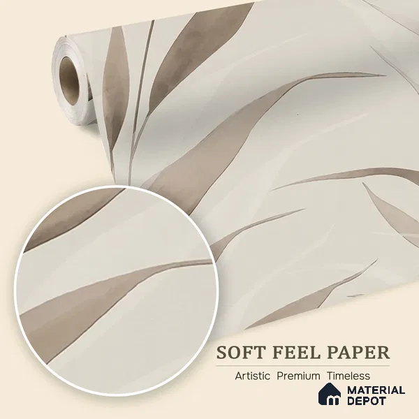 Whispering Blades Soft Mocha Abstract Customised Soft Feel Wallpaper for Rooms