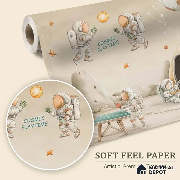 Coffee Bean Cosmic Clubhouse Kids Room Soft Feel Wallpaper
