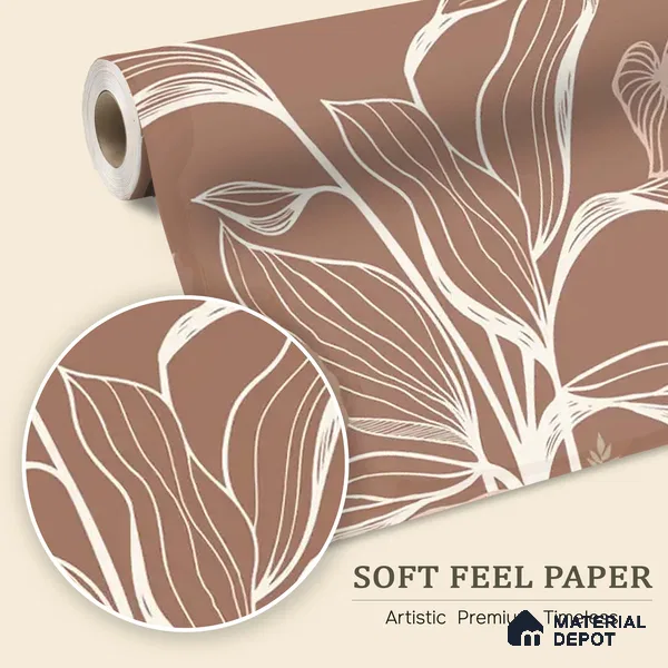 Botanical Muse Tropical Soft Feel Customized Wallpaper, Brown Background