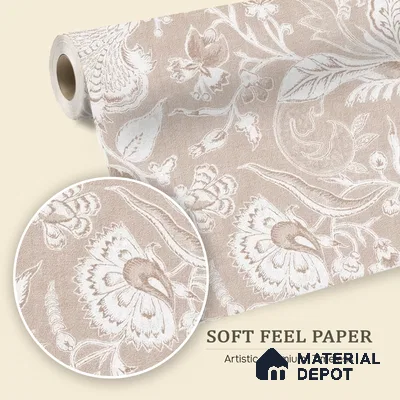 Bahaar Indian Floral Wallpaper | Soft Feel 6 Meter x 20 Inc Dusty Rose Beige