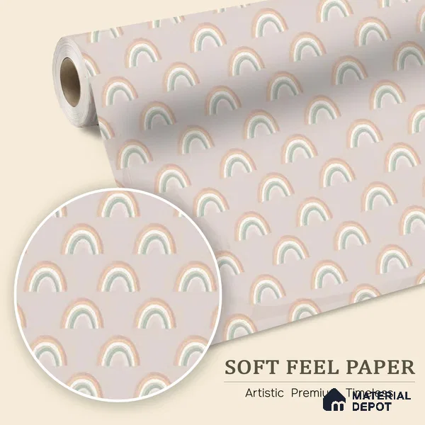 Pastel Pink Rainbow Charm Soft Feel Wallpaper