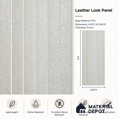 PN 06974 Leather Look Louver1 8 ft x 0.83 ft Texture Finish  - 10 mm | Suitable for Feature Wall, TV Unit & Living Room