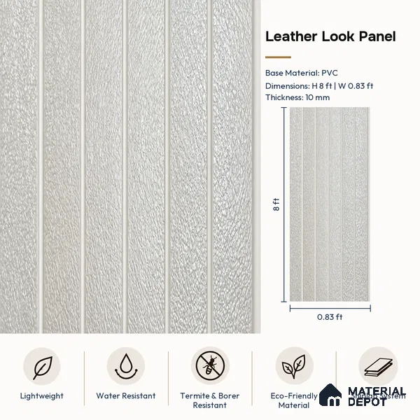 PN 06974 Leather Look Louver1 8 ft x 0.83 ft Texture Finish  - 10 mm | Suitable for Feature Wall, TV Unit & Living Room