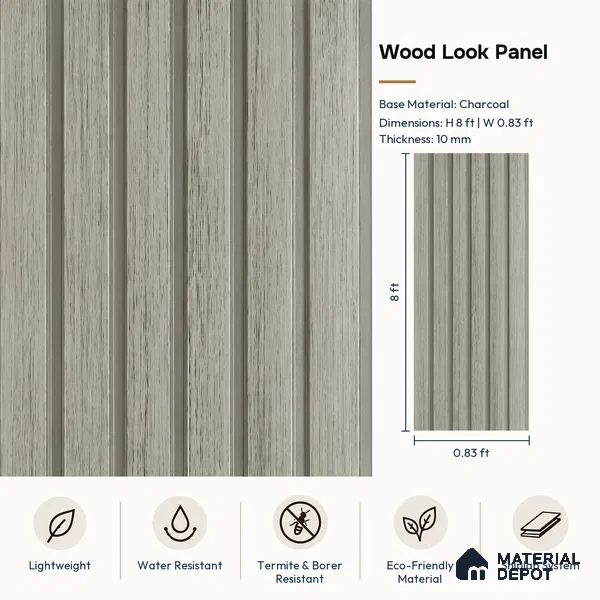 PN 07649 Wood Look Louver 8 ft x 0.83 ft Texture Finish - 10 mm | Suitable for Feature Wall, TV Unit & Living Room