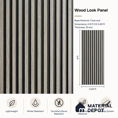 PN 07660 Wood Look Louver 8 ft x 0.83 ft Texture Finish  - 10 mm | Suitable for Feature Wall, TV Unit & Living Room