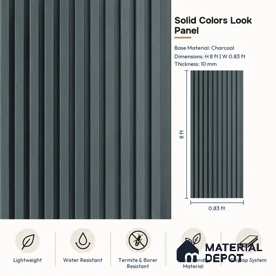 PN 07664 Solid Colors Look Louver 8 ft x 0.83 ft Texture Finish  - 10 mm | Suitable for Feature Wall, TV Unit & Living Room