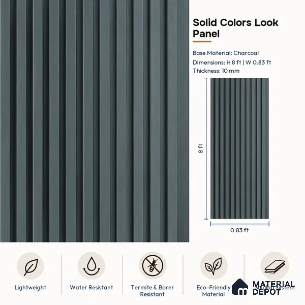 PN 07664 Solid Colors Look Louver 8 ft x 0.83 ft Texture Finish - 10 mm | Suitable for Feature Wall, TV Unit & Living Room