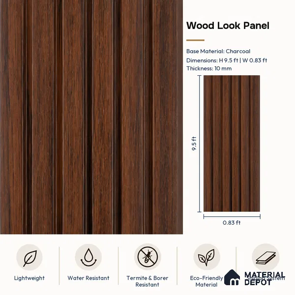 PN 07670 Wood Look Louver 9.5 ft x 0.83 ft Texture Finish - 10 mm | Suitable for Feature Wall, TV Unit & Living Room