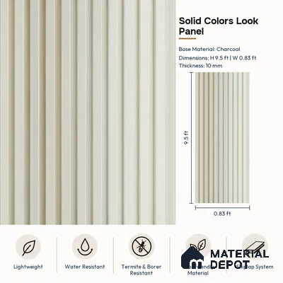PN 07676 Solid Colors Look Louver 9.5 ft x 0.83 ft Texture Finish  - 10 mm | Suitable for Feature Wall, TV Unit & Living Room