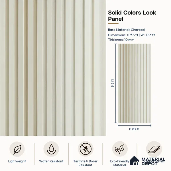 PN 07676 Solid Colors Look Louver 9.5 ft x 0.83 ft Texture Finish  - 10 mm | Suitable for Feature Wall, TV Unit & Living Room