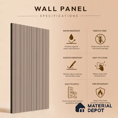 Mocha Brown Plain Colour Look PN 00001 9.5 ft x 4.8 inch Charcoal Panel - 12 mm | Suitable for Feature Wall, TV Unit & Living Room | Width is Subjected to 5% Variation