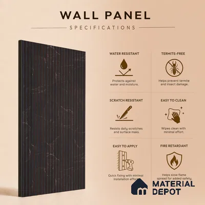 Wenge Brown Marble Look PN 00528 8 ft x 6.2 inch Charcoal Panel - 6 mm | Suitable for Feature Wall, TV Unit & Living Room | Width is Subjected to 5% Variation