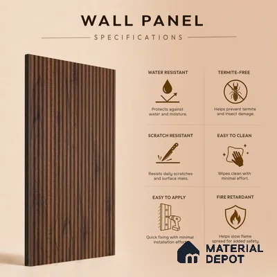 Wooden Look PN 00529 8 ft x 6.2 inch Charcoal Panel - 6 mm | Suitable for Feature Wall, TV Unit & Living Room | Width is Subjected to 5% Variation