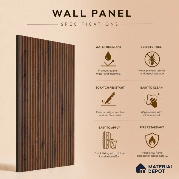 Wooden Look PN 00529 8 ft x 6.2 inch Charcoal Panel - 6 mm | Suitable for Feature Wall, TV Unit & Living Room | Width is Subjected to 5% Variation