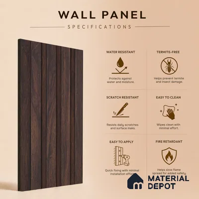 Wooden Look PN 00642 8 ft x 4.8 inch Charcoal Panel - 11 mm | Suitable for Feature Wall, TV Unit & Living Room | Width is Subjected to 5% Variation