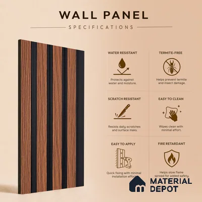 Wooden Look PN 00645 8 ft x 4.8 inch Charcoal Panel - 11 mm | Suitable for Feature Wall, TV Unit & Living Room | Width is Subjected to 5% Variation